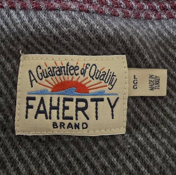 FAHERTY LEGEND BASEBALL SWEATER CREW Dark Rock Burgundy Grey Twill Mens Large - Picture 11 of 11